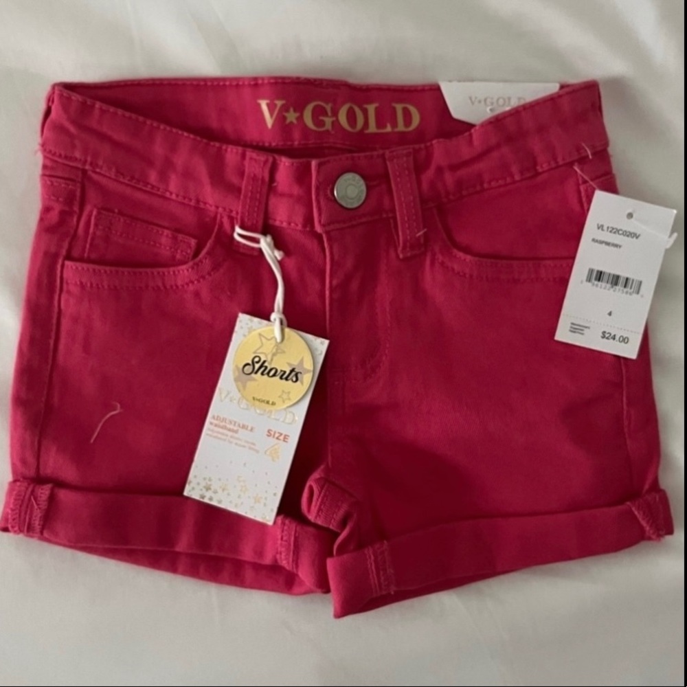 New With Tags: V Gold Pink Adjustable Waistband Girls Size 4 Shorts